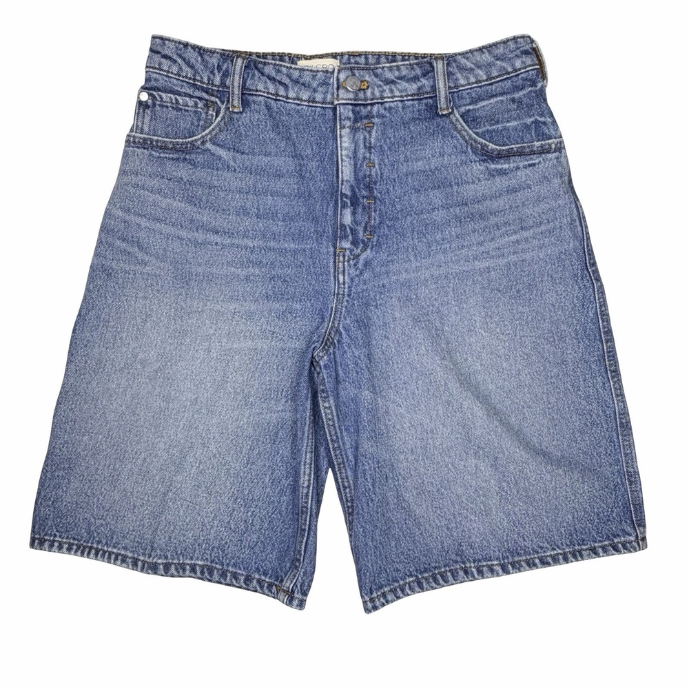 Pilcro Anthropologie Medium Wash Denim Bermuda Shorts Women's Classic 90's Y2K - Picture 1 of 6